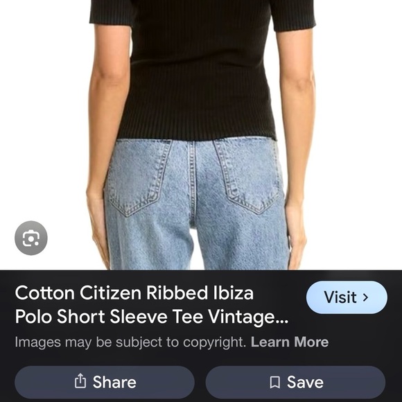 Cotton Citizen Charcoal Ribbed Short Sleeve Top - Picture 4 of 8